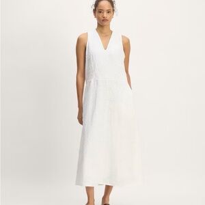 Everlane Linen Eyelet Midi Dress, white, size XXL